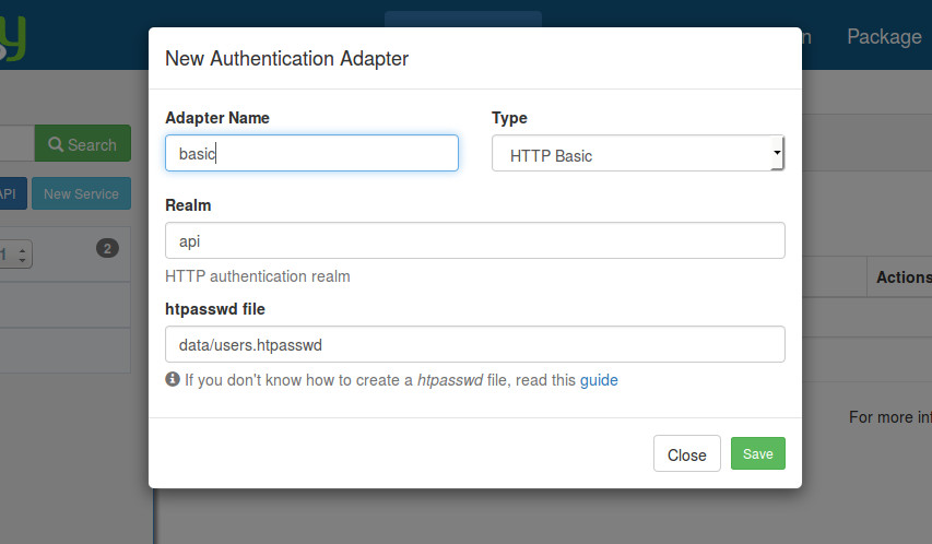 Create an HTTP Basic authentication adapter