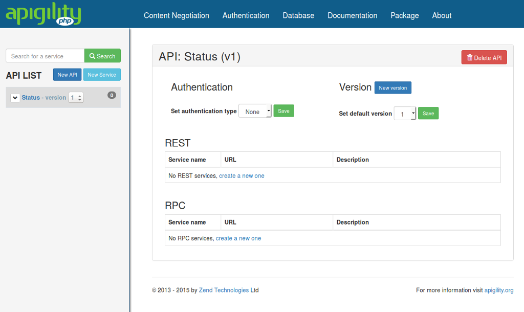 API Tools API Overview Screen