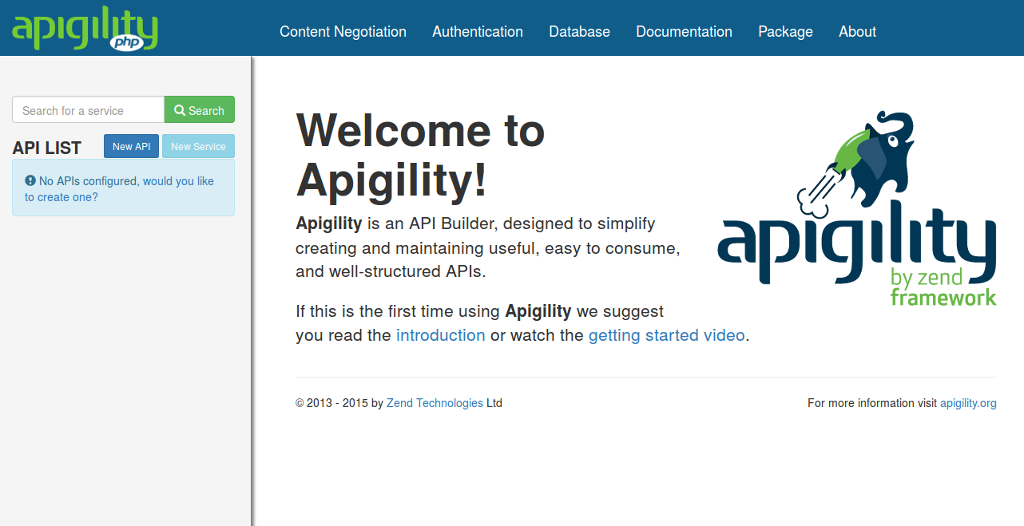 API Tools Welcome Screen